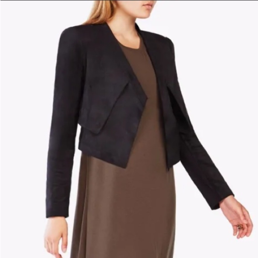 BCBG MAXAZRIA Faux suede crop jacket